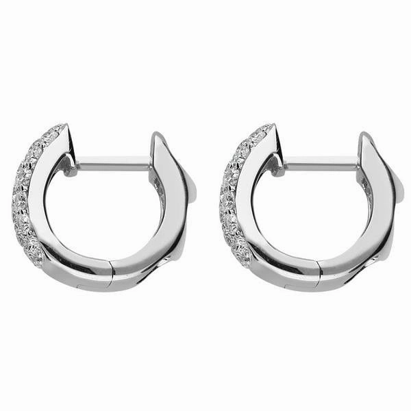 18ct White Gold 0.67ct Diamond Cut Out Heart Pave Set Hoop Earrings