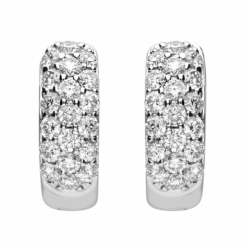 18ct White Gold 0.67ct Diamond Cut Out Heart Pave Set Hoop Earrings