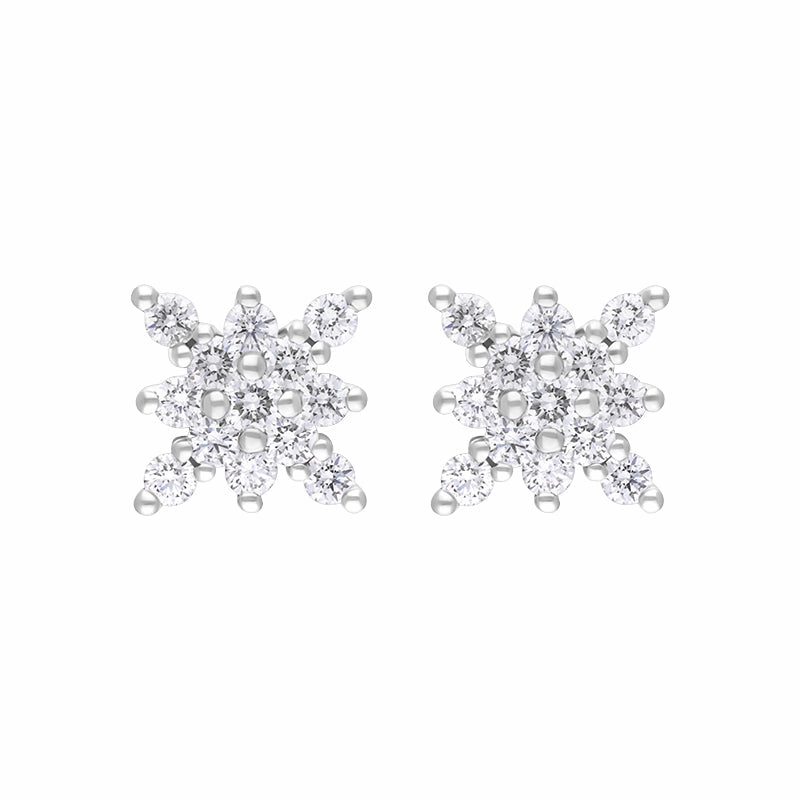 18ct White Gold 0.68ct Diamond Star Cluster Earrings
