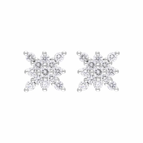 18ct White Gold 0.68ct Diamond Star Cluster Earrings