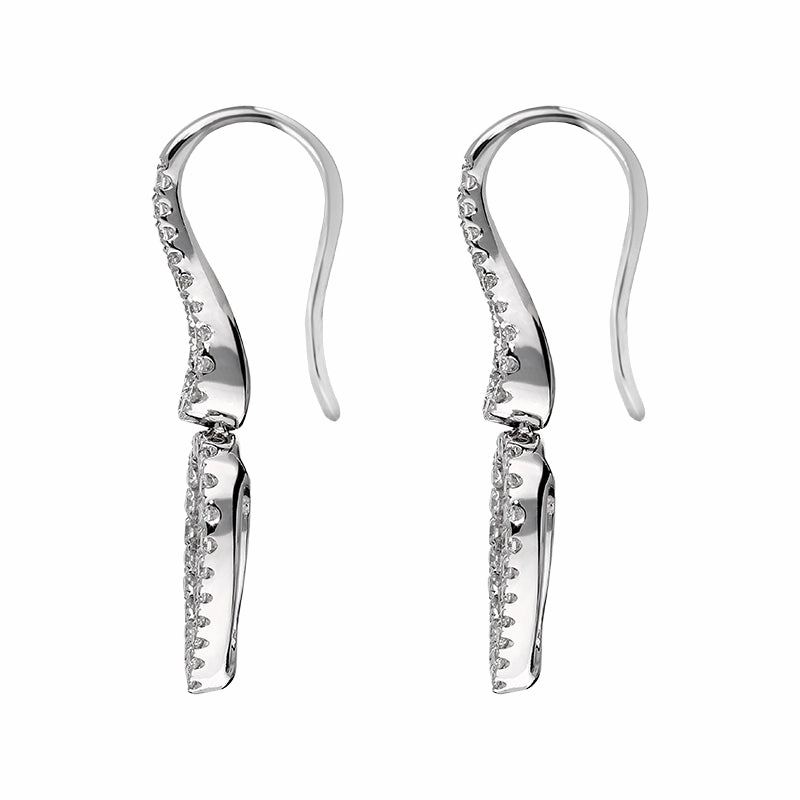 18ct White Gold 0.69ct Diamond Pave Set Leaf Drop Earrings D