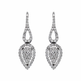 18ct White Gold 0.69ct Diamond Pave Set Leaf Drop Earrings D