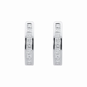 18ct White Gold 0.70ct Diamond Huggie Hoop Earrings