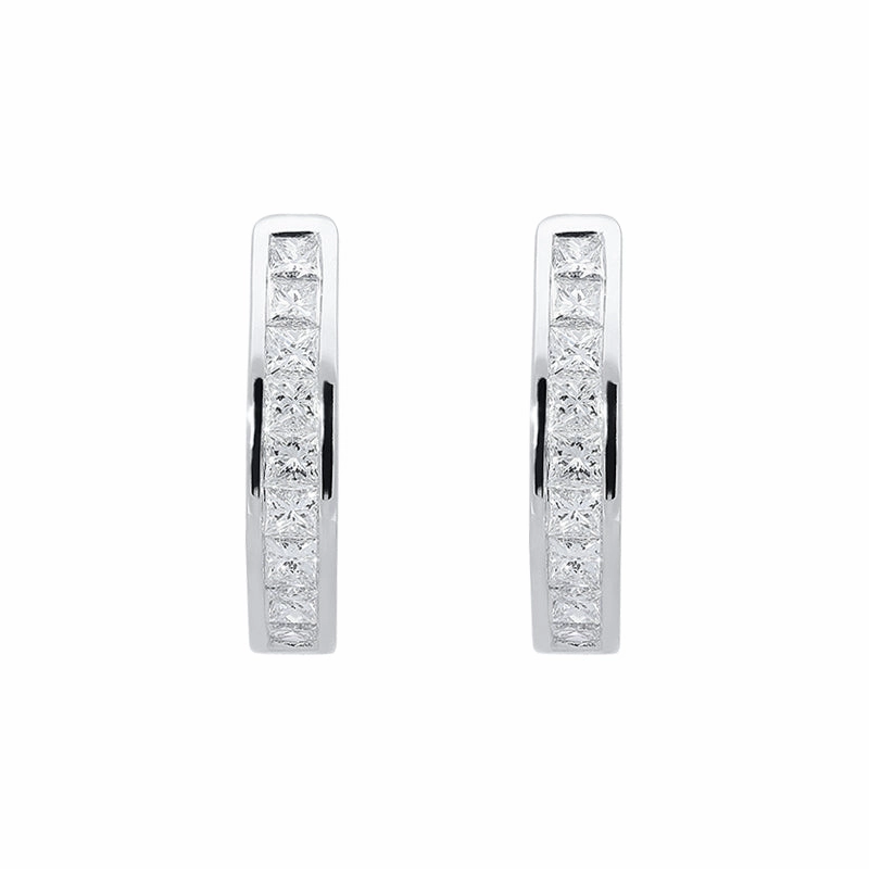 18ct White Gold 0.70ct Diamond Huggie Hoop Earrings