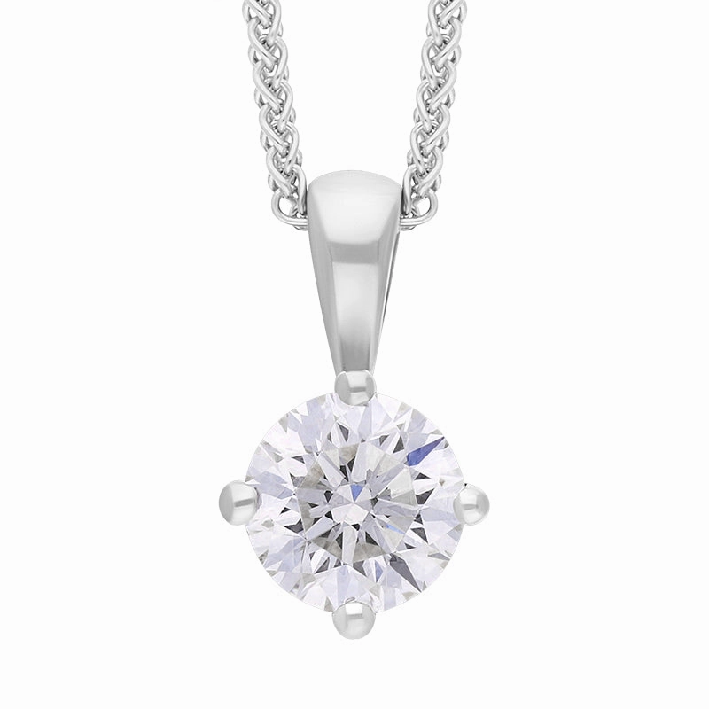 18ct White Gold 0.70ct Diamond Solitaire Pendant Necklace