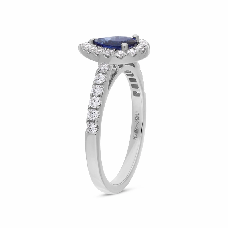 18ct White Gold 0.71ct Sapphire and Diamond Pear Ring