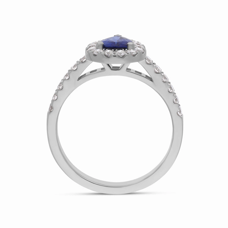 18ct White Gold 0.71ct Sapphire and Diamond Pear Ring