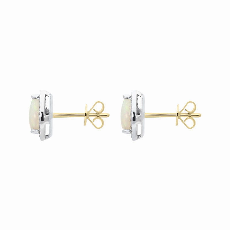 18ct White Gold 0.75ct Opal Diamond Pear Stud Earrings