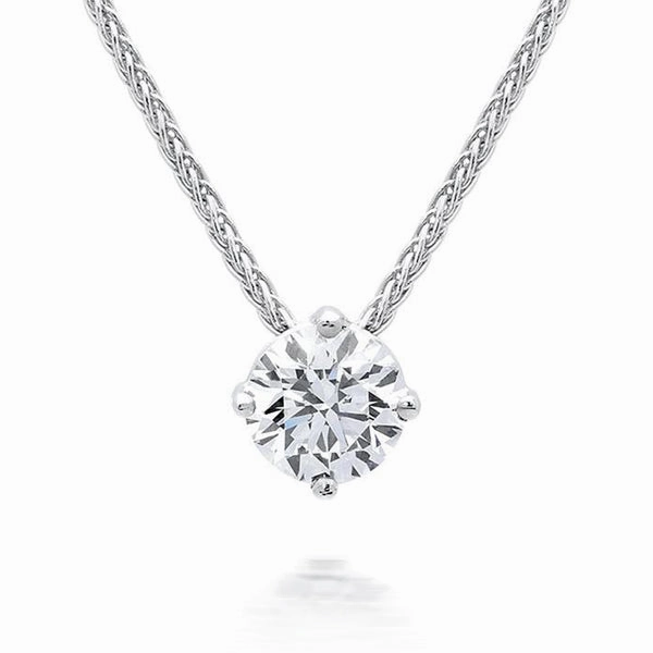 18ct White Gold 0.76ct Diamond Solitaire Necklace