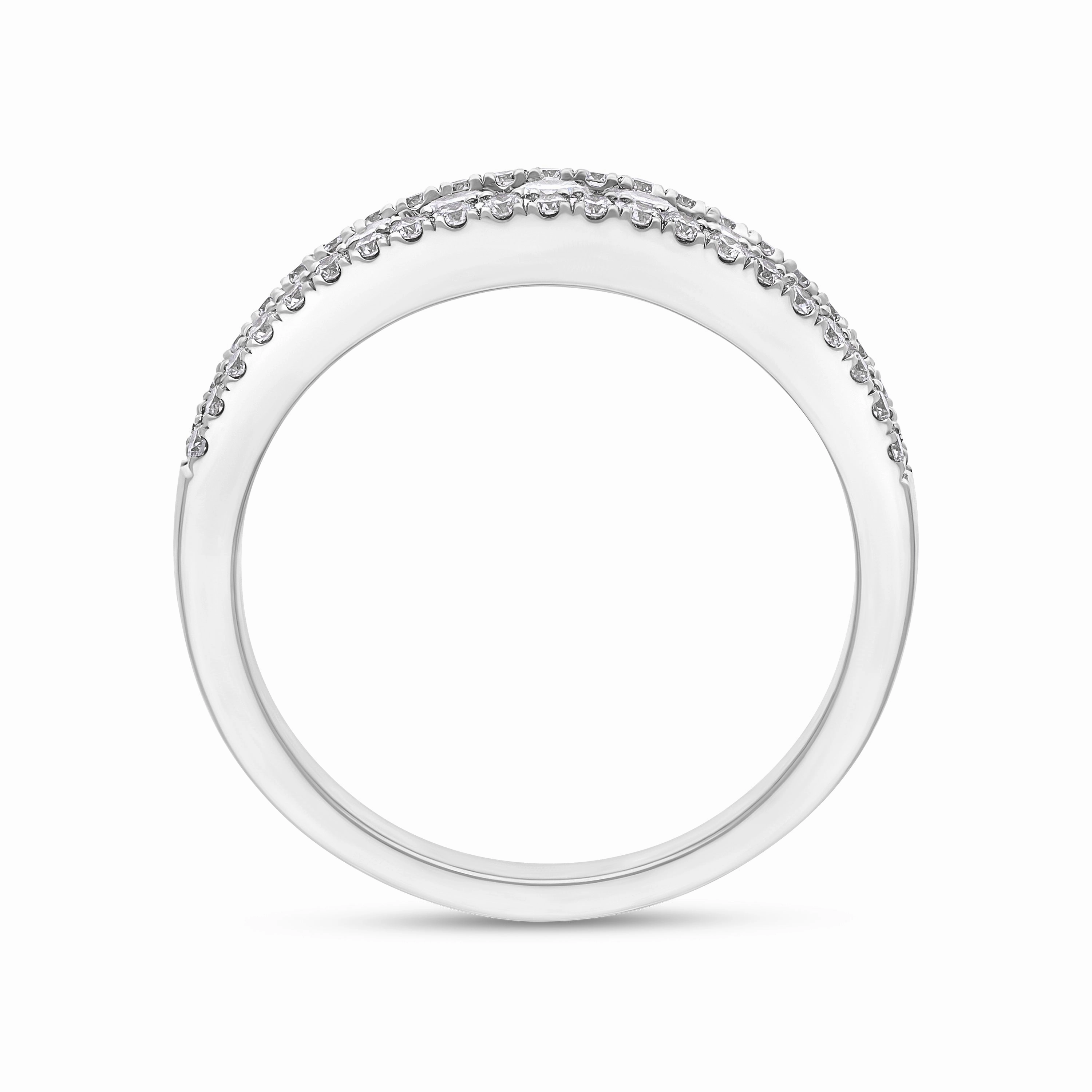 18ct White Gold 0.77 Diamond 3 Row Grad Claw Set Eternity Ring