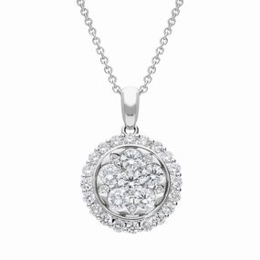 18ct White Gold 0.78ct Diamond Round Necklace
