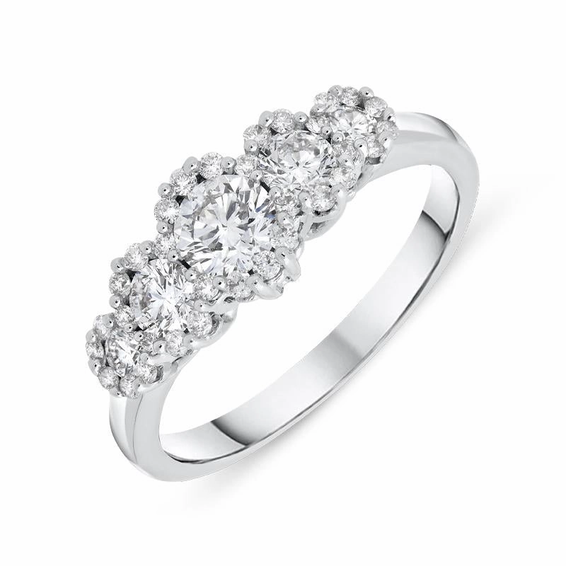 18ct White Gold 0.87ct Diamond Graduated Cluster Ring