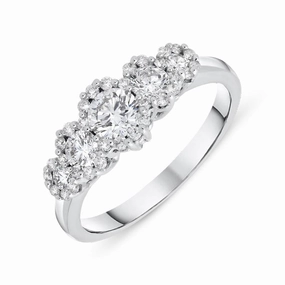 18ct White Gold 0.87ct Diamond Graduated Cluster Ring