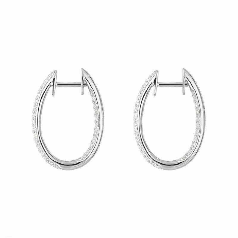 18ct White Gold 0.87ct Diamond Inside Out Hoop Earrings D