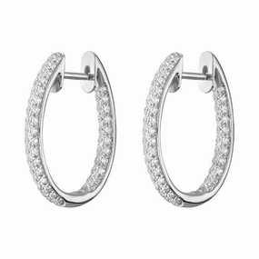 18ct White Gold 0.87ct Diamond Inside Out Hoop Earrings D