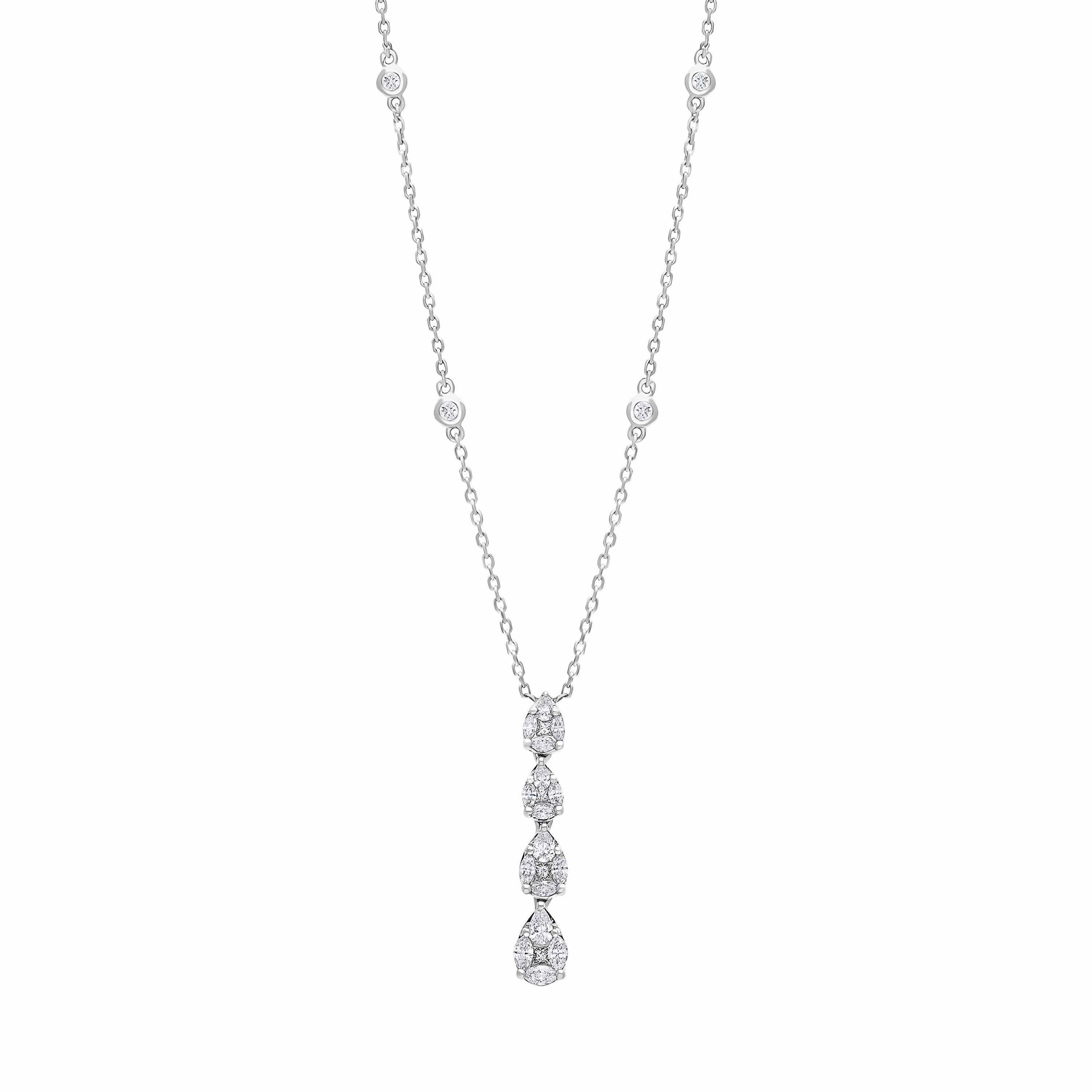 18ct White Gold 0.89ct Diamond Drop Necklace