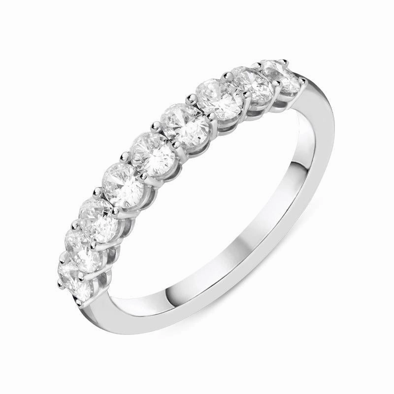 18ct White Gold 0.95ct Diamond Oval Cut Half Eternity Ring