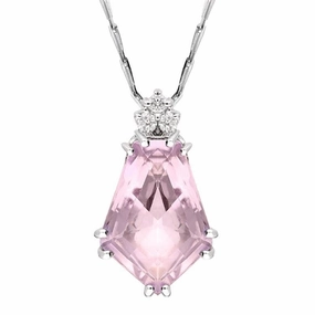 18ct White Gold 10.32ct Kunzite Diamond Necklace D