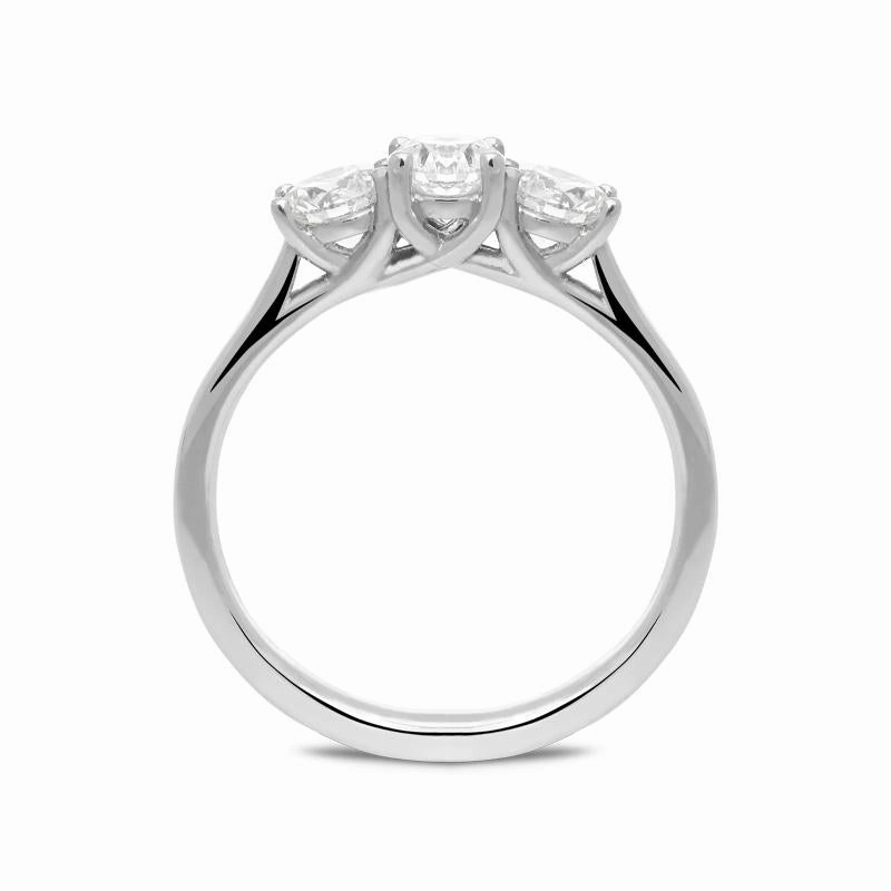 18ct White Gold 1.00ct Diamond Brilliant Cut Trilogy Ring D