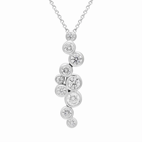 18ct White Gold 1.01ct Diamond Offset Cascading Pendant