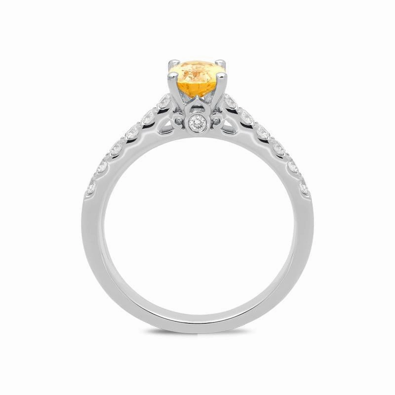 18ct White Gold 1.03ct Yellow Sapphire and Diamond Ring