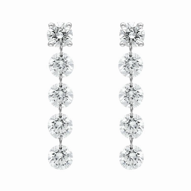18ct White Gold 1.06ct Diamond Cascading Drop Earrings