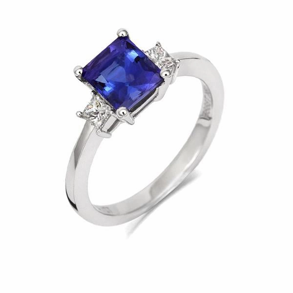 18ct White Gold 1.16ct Tanzanite 0.23ct Diamond Princess Cut Ring