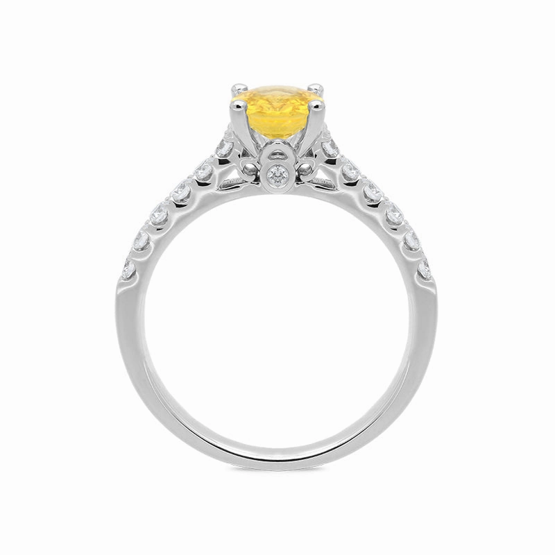18ct White Gold 1.16ct Yellow Sapphire and Diamond Ring