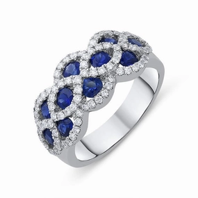 18ct White Gold 1.37ct Sapphire Diamond Lattice Ring