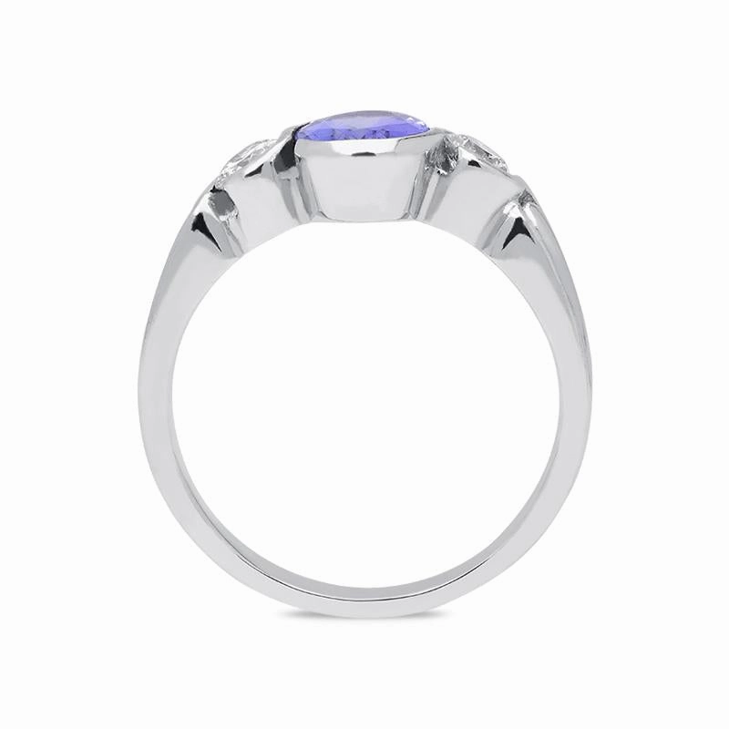 18ct White Gold 1.40ct Tanzanite Diamond Oval Cut Ring