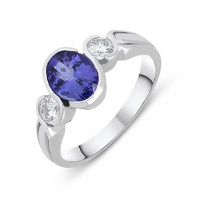 18ct White Gold 1.40ct Tanzanite Diamond Oval Cut Ring