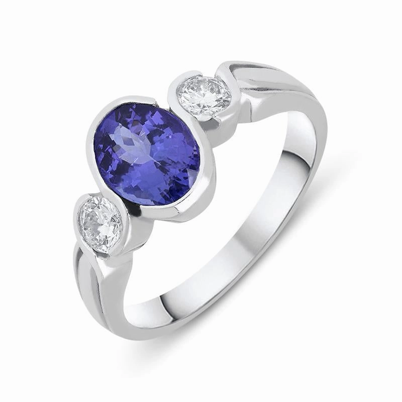 18ct White Gold 1.40ct Tanzanite Diamond Oval Cut Ring