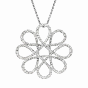 18ct White Gold 1.43ct Diamond Interlocking Floral Necklace