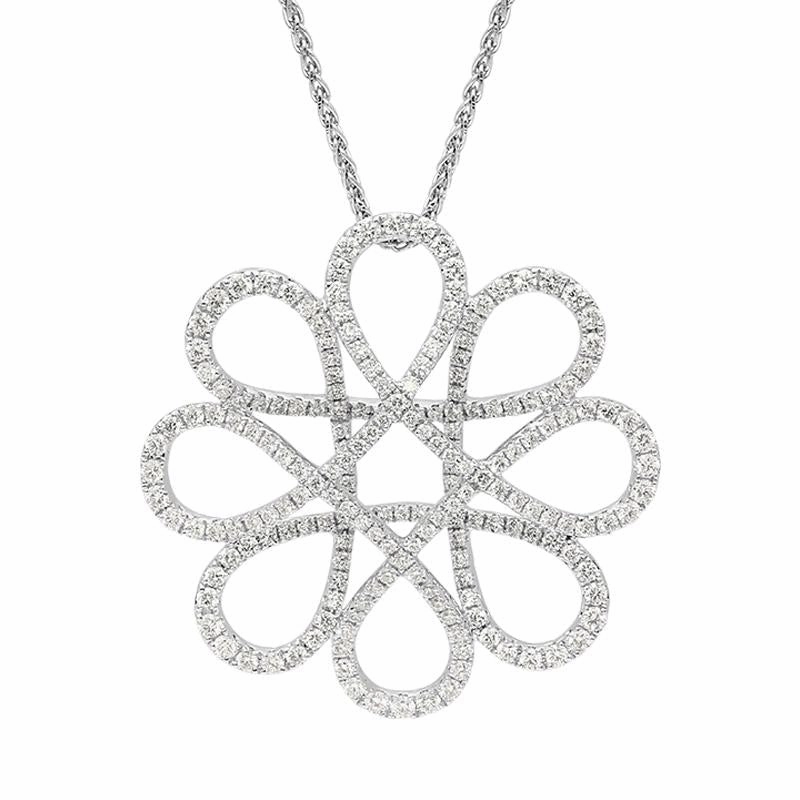 18ct White Gold 1.43ct Diamond Interlocking Floral Necklace