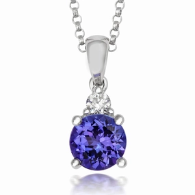 18ct White Gold 1.46ct Tanzanite and Diamond Necklace