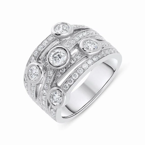 18ct White Gold 1.50ct Diamond Crossover Ring D