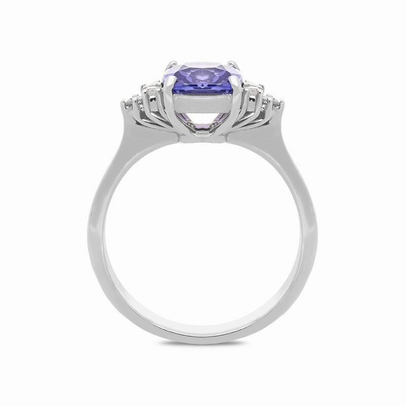 18ct White Gold 1.51ct Tanzanite Diamond Cushion Cut Ring