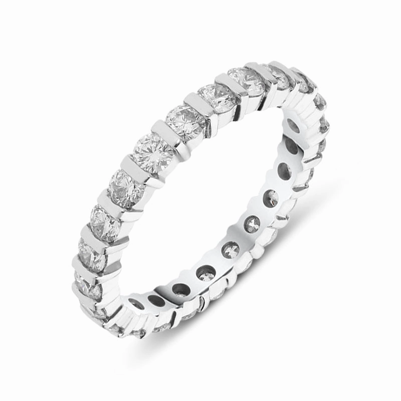 18ct White Gold 1.60ct Diamond Bar Set Full Eternity Ring