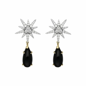 18ct White Gold 1.63ct Diamond Whitby Jet Star Drop Earrings D