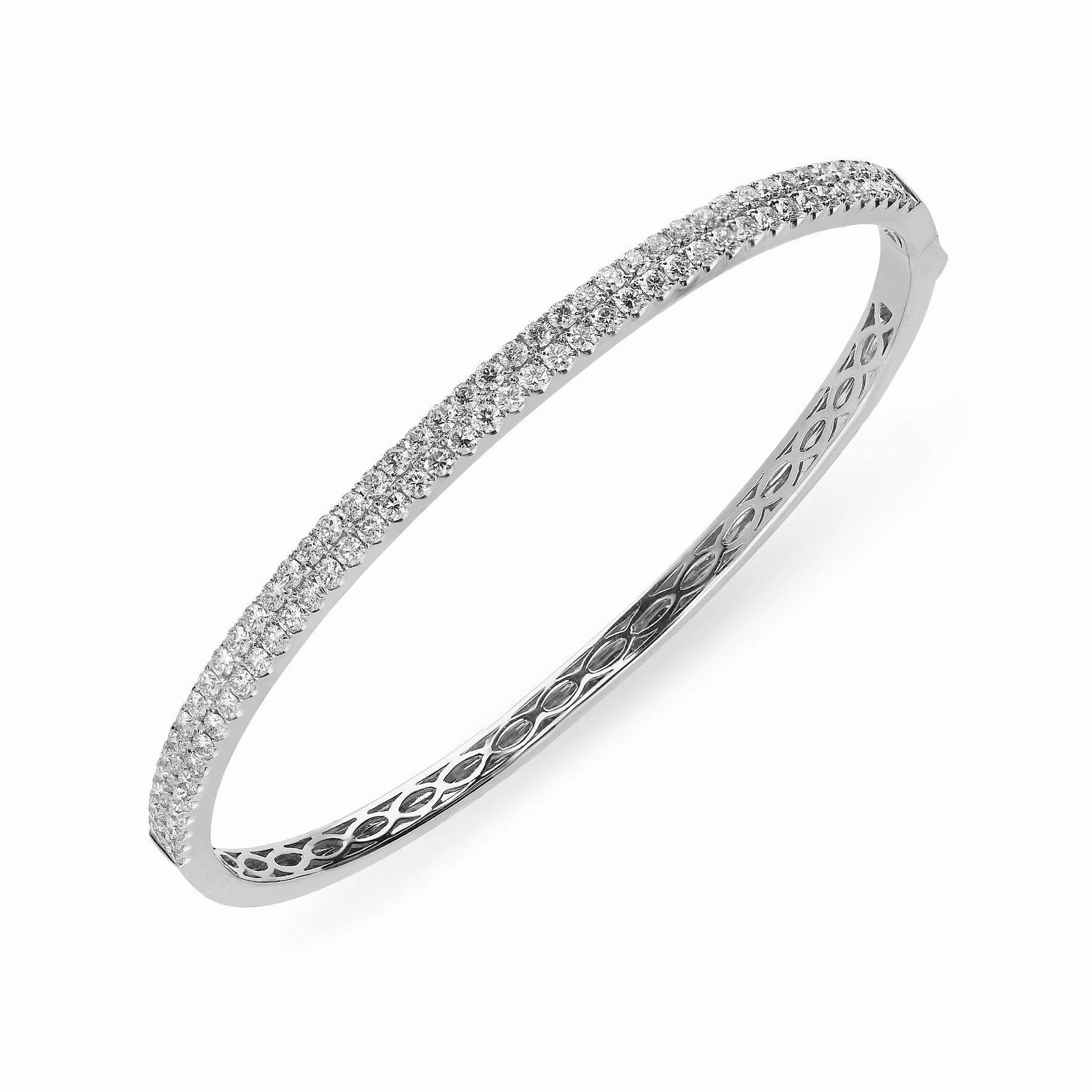 18ct White Gold 1.87ct Diamond Hinged Bangle
