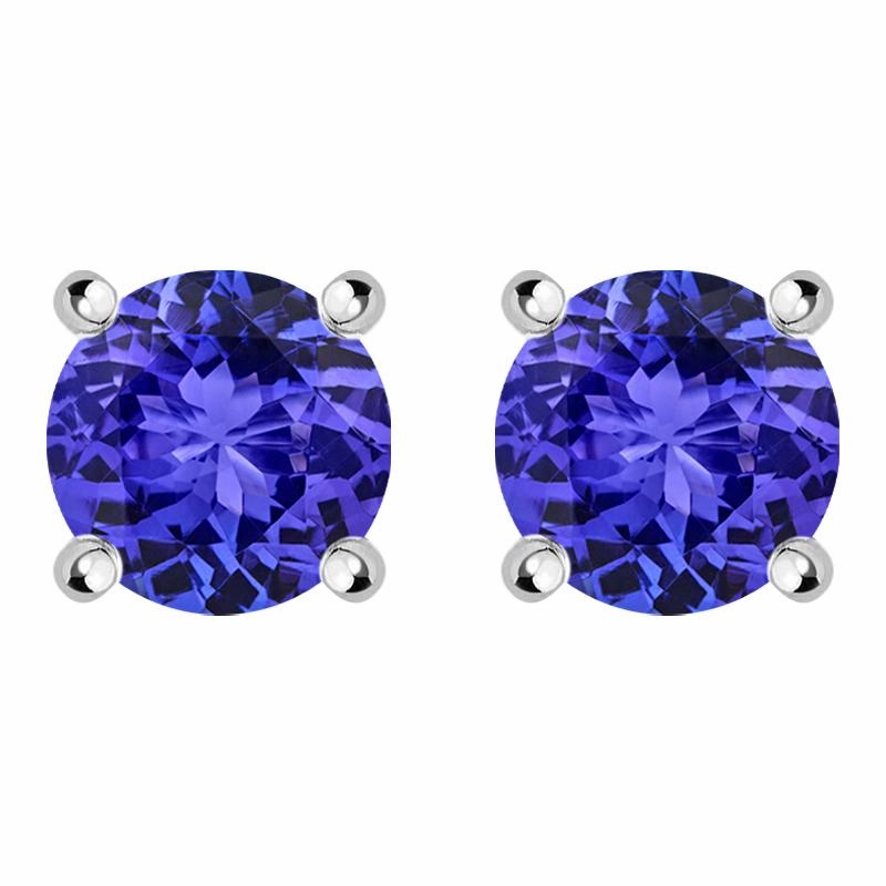 18ct White Gold 1.99ct Tanzanite Brilliant Cut Stud Earrings