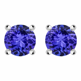 18ct White Gold 1.99ct Tanzanite Brilliant Cut Stud Earrings