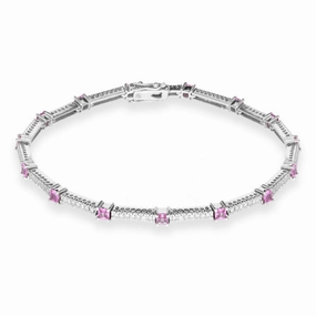 18ct White Gold 2.1ct Pink Sapphire 0.67ct Diamond Bracelet