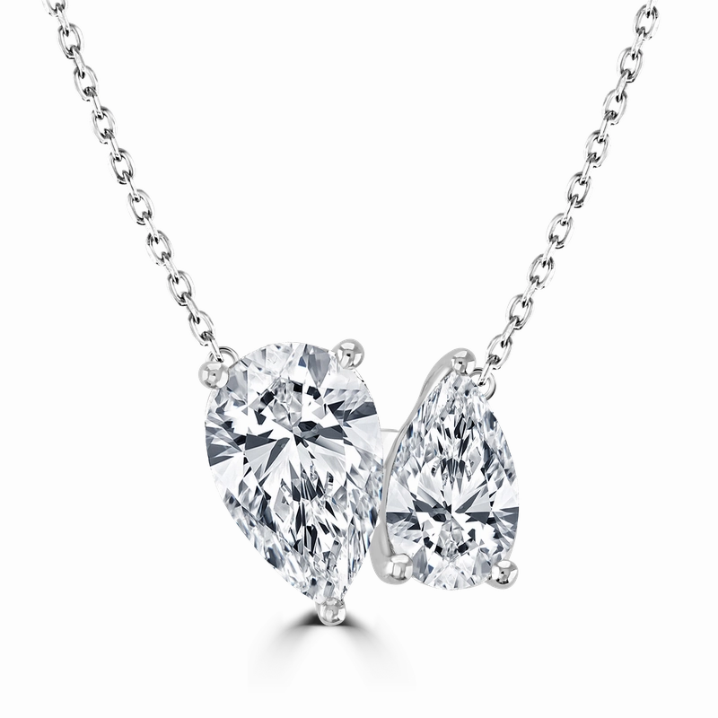 18ct White Gold 2.6ct Laboratory Grown Diamond 'Toi et Moi' Necklace
