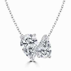 18ct White Gold 2.6ct Laboratory Grown Diamond 'Toi et Moi' Necklace