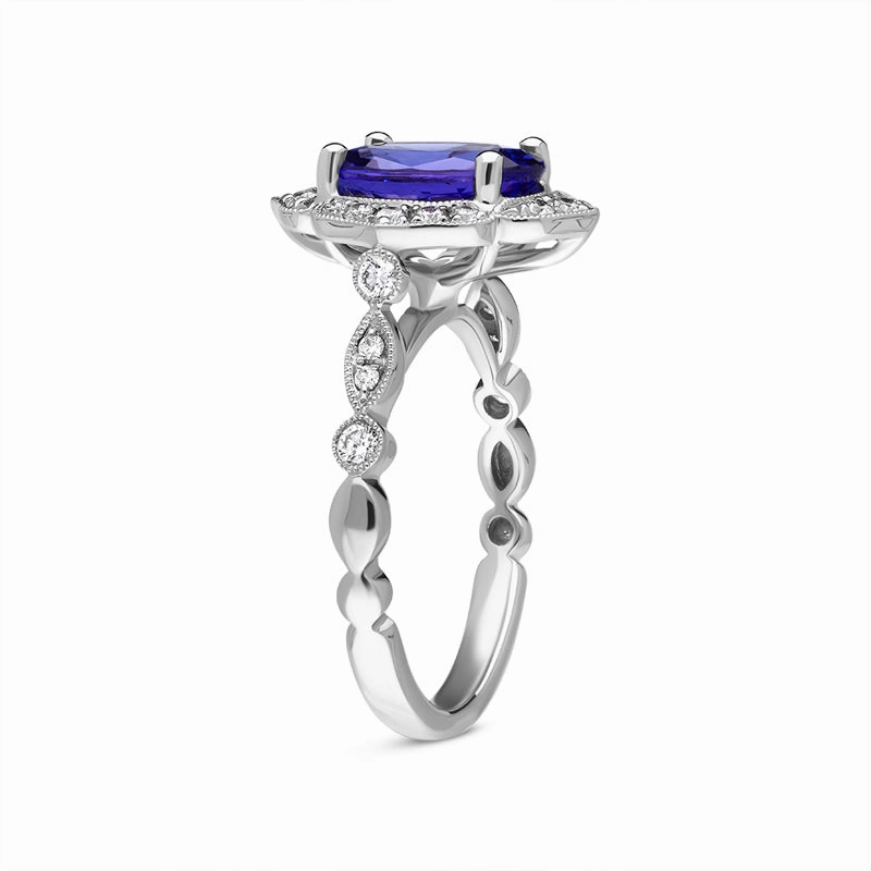 18ct White Gold 2.79ct Tanzanite Diamond Cluster Ring