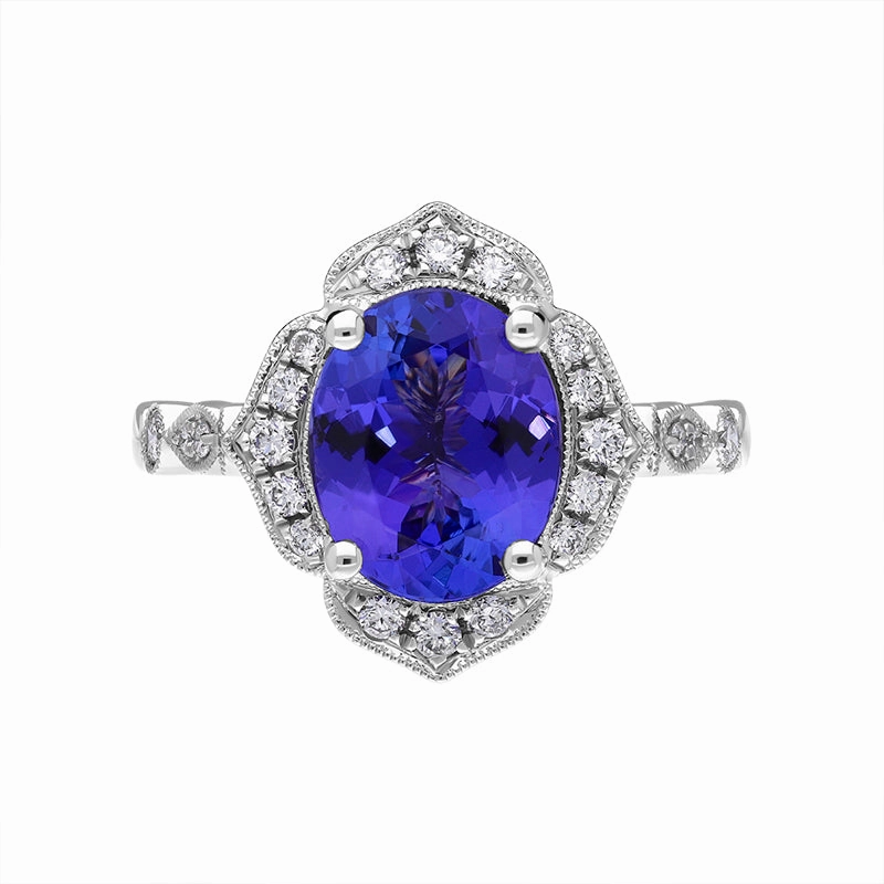 18ct White Gold 2.79ct Tanzanite Diamond Cluster Ring
