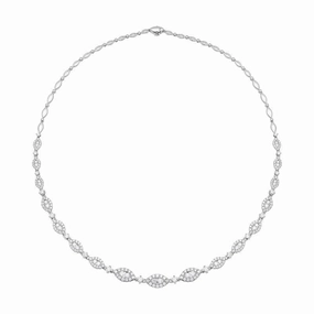 18ct White Gold 4.42ct Diamond Marquise Cluster Necklace