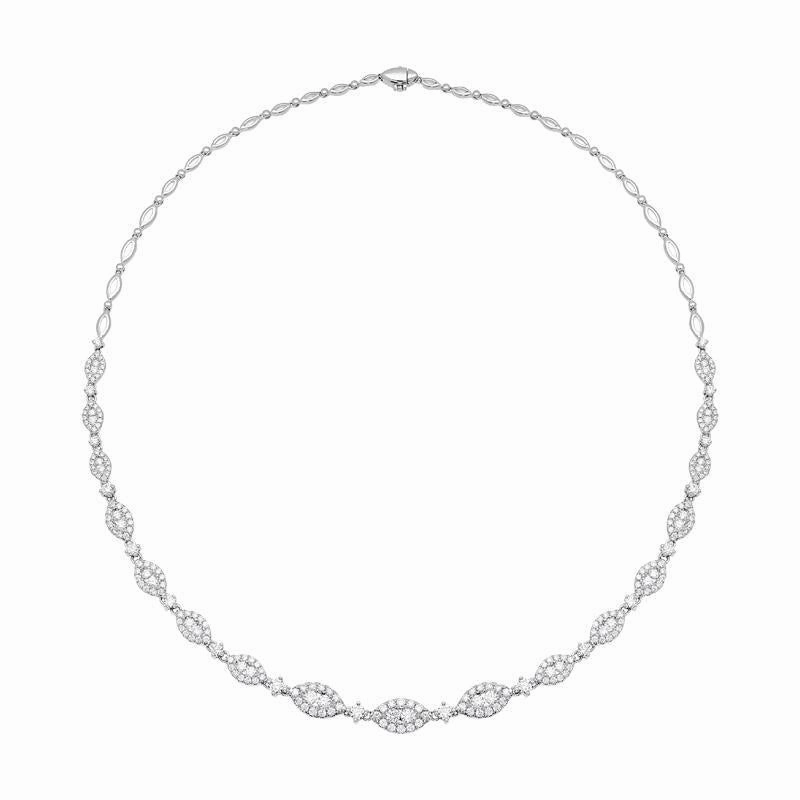 18ct White Gold 4.42ct Diamond Marquise Cluster Necklace