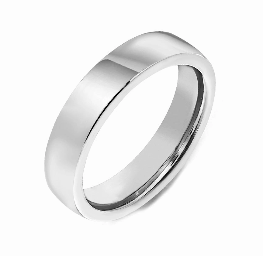 18ct White Gold 4mm Flat Court Shape Wedding Ring